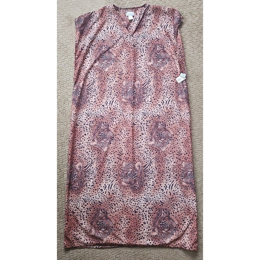 NWT VTG  Night Moves Leopard Animal Print Katan Swim Beach Cover Up